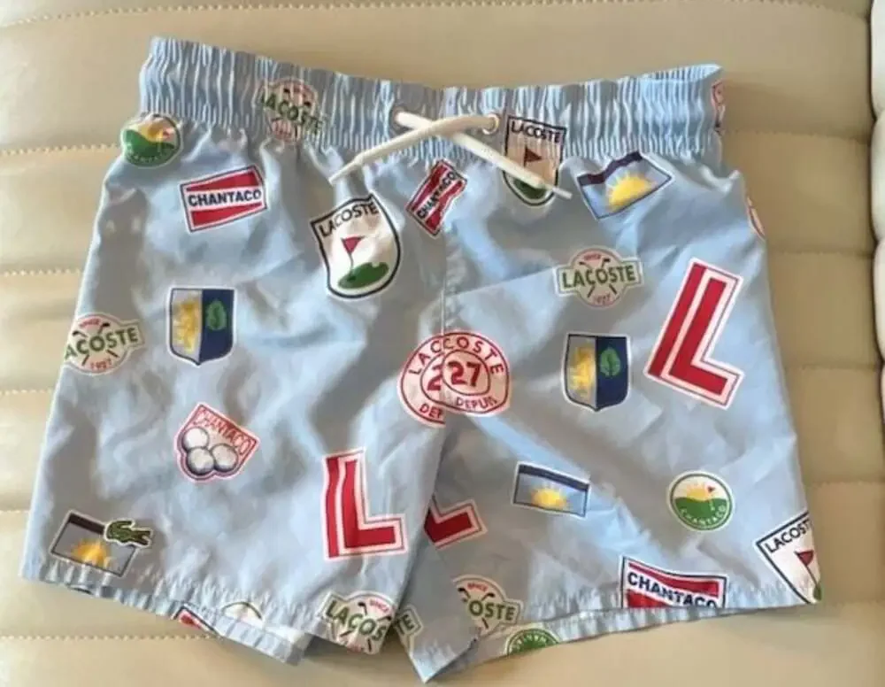 Lacoste Boys Chantaco Badge Print Swim Trunks size 6